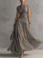 Ginevra | Set Pizzo e Gonna Plissettata