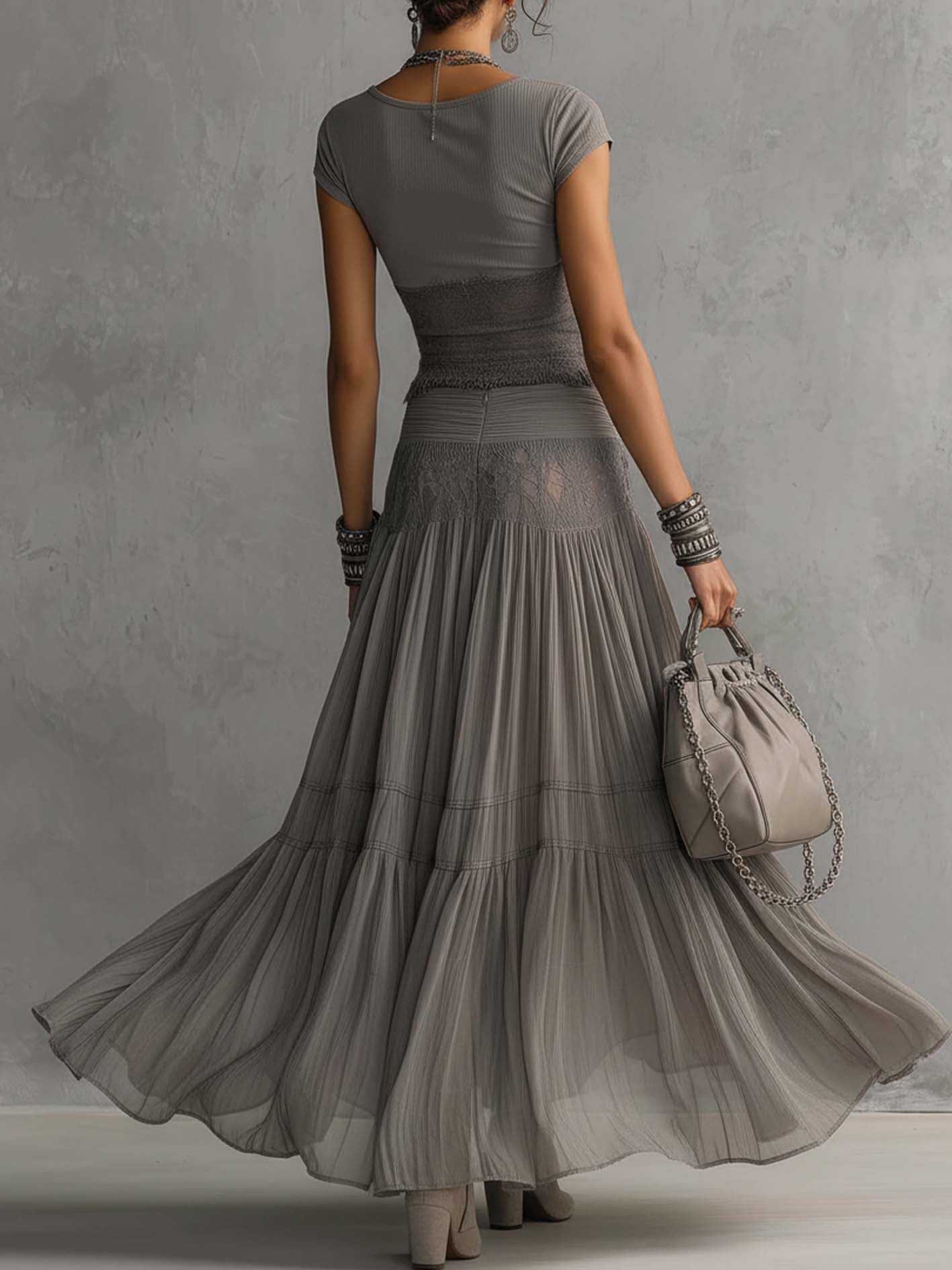 Ginevra | Set Pizzo e Gonna Plissettata