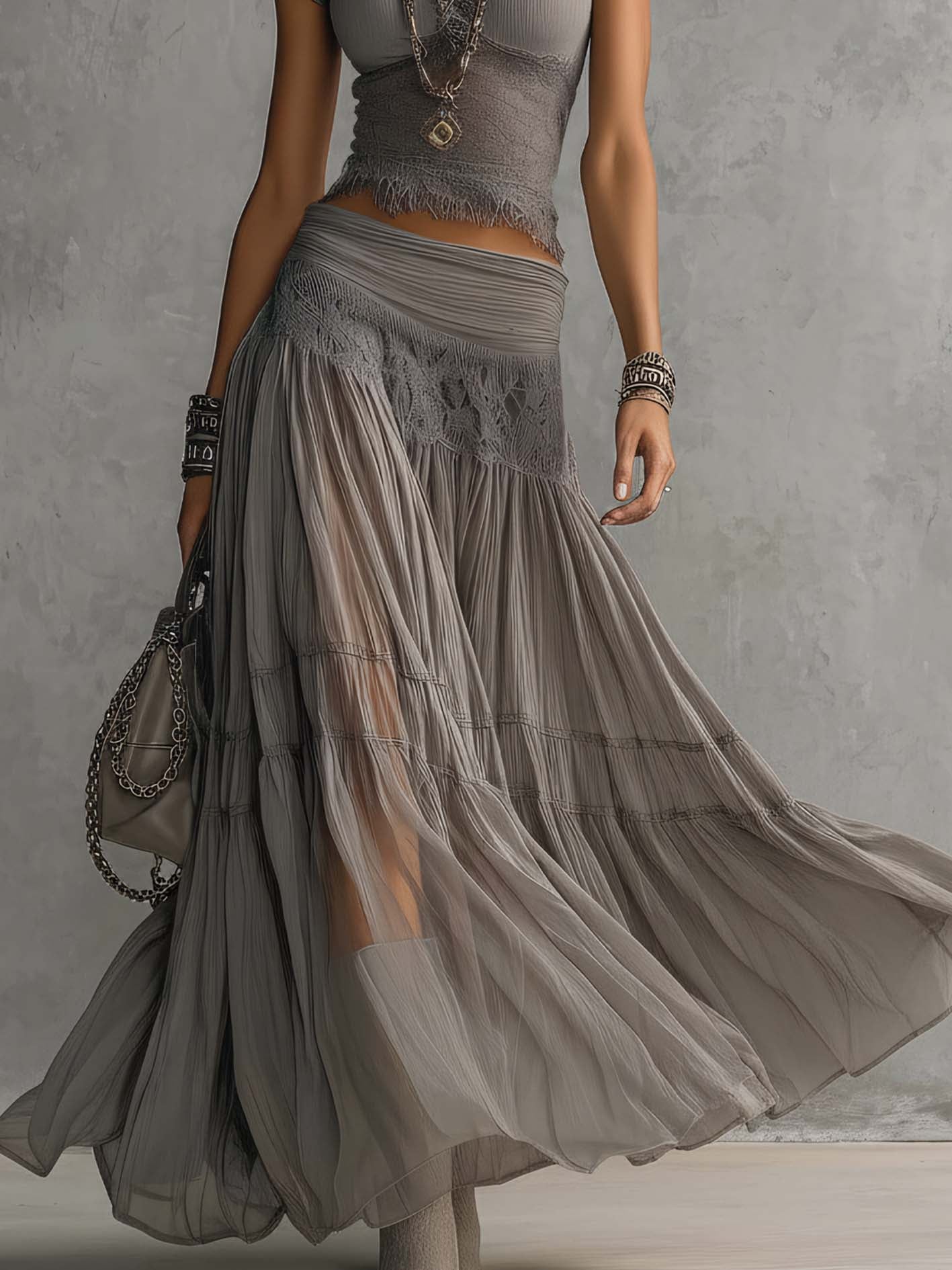 Ginevra | Set Pizzo e Gonna Plissettata