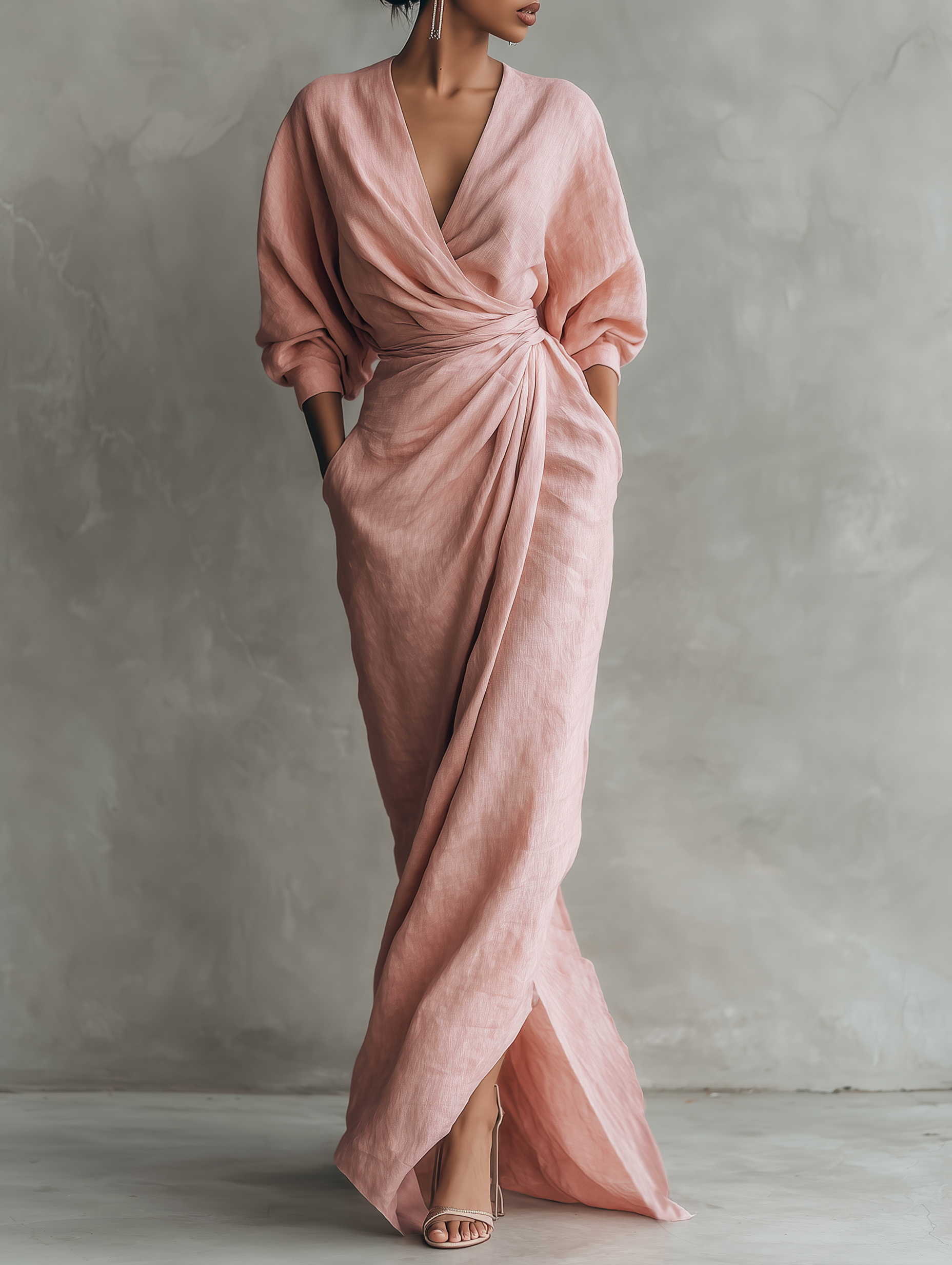 Eleonora | Abito Maxi Lino Rosa