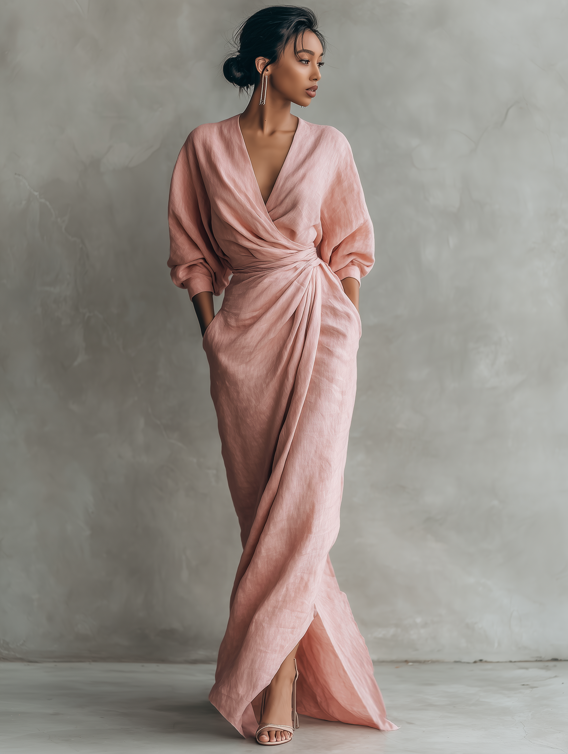 Eleonora | Abito Maxi Lino Rosa