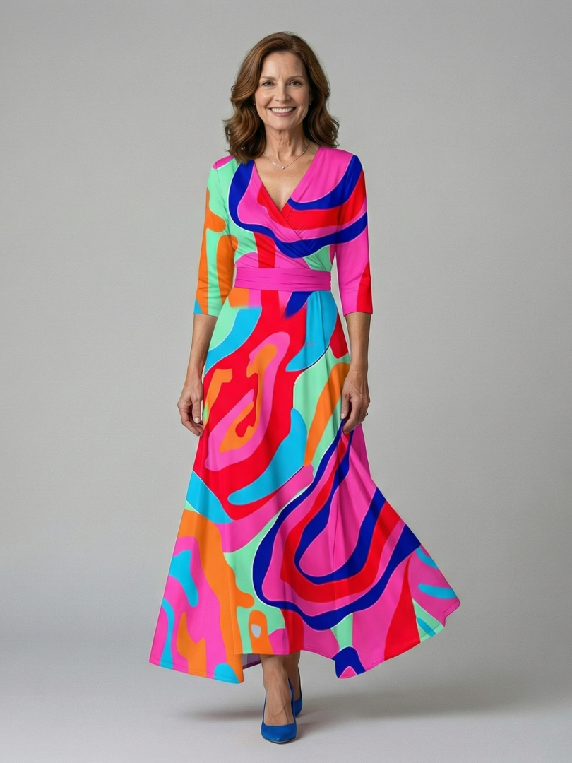 Celine | Abito Midi Collo Incrociato