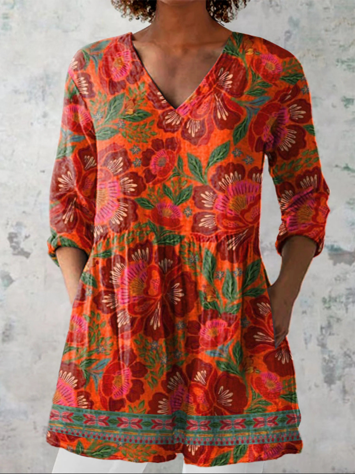Marina | Blusa Lunga con Scollo a V