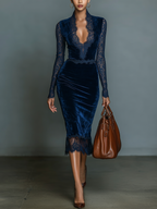 Beatrice | Abito Velluto Blu Notte