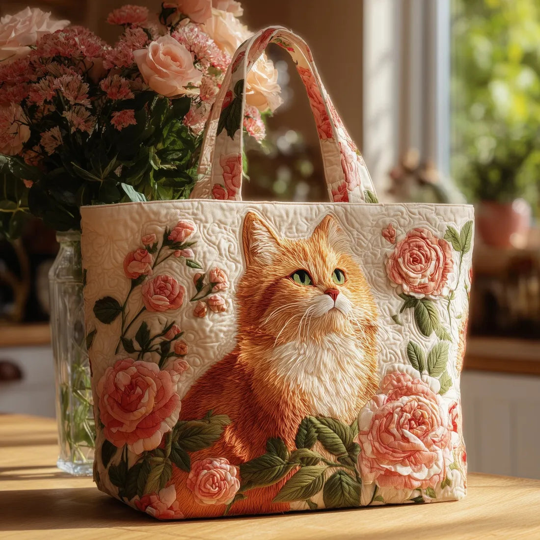 Borsa Artigianale Gatto Rosso Rose