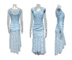 Giulia | Abito maxi floreale blu campanula