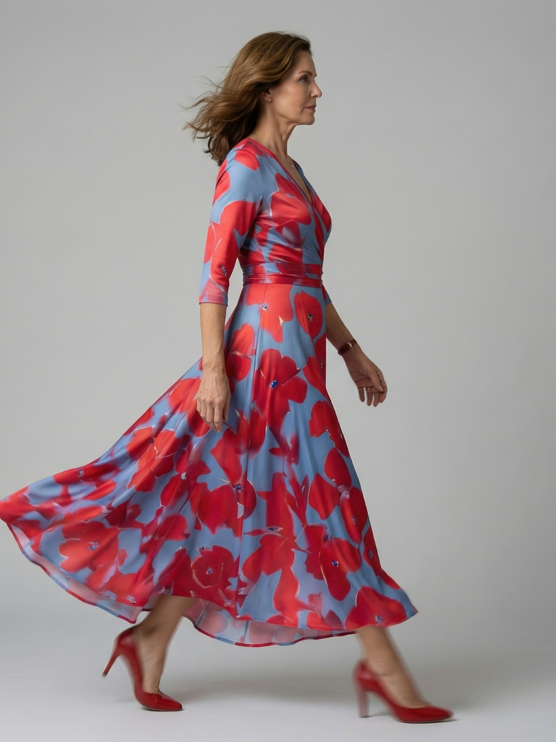 Celine | Abito Midi Collo Incrociato