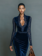 Beatrice | Abito Velluto Blu Notte
