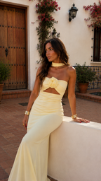Abito Maxi Halter con Rosa Applicata