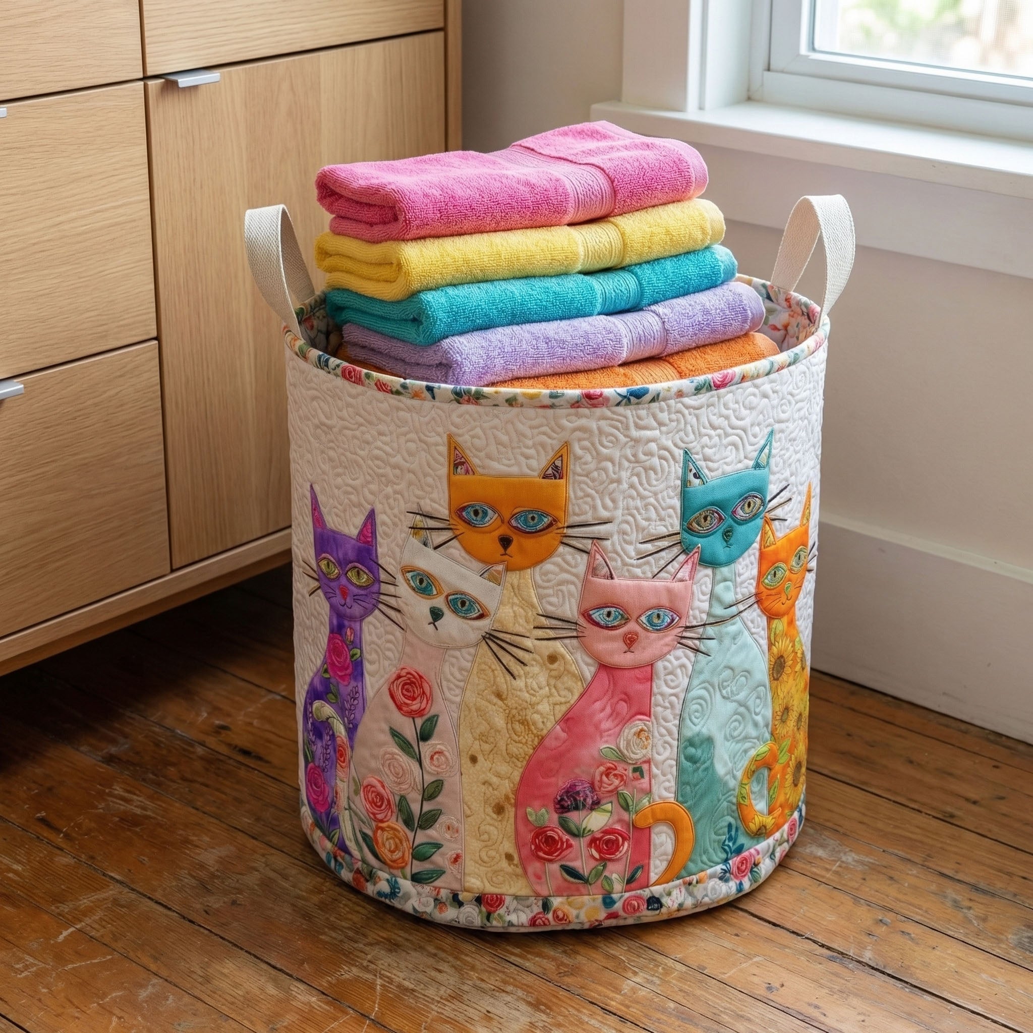 Cesto portabiancheria Cheerful Cat Patch