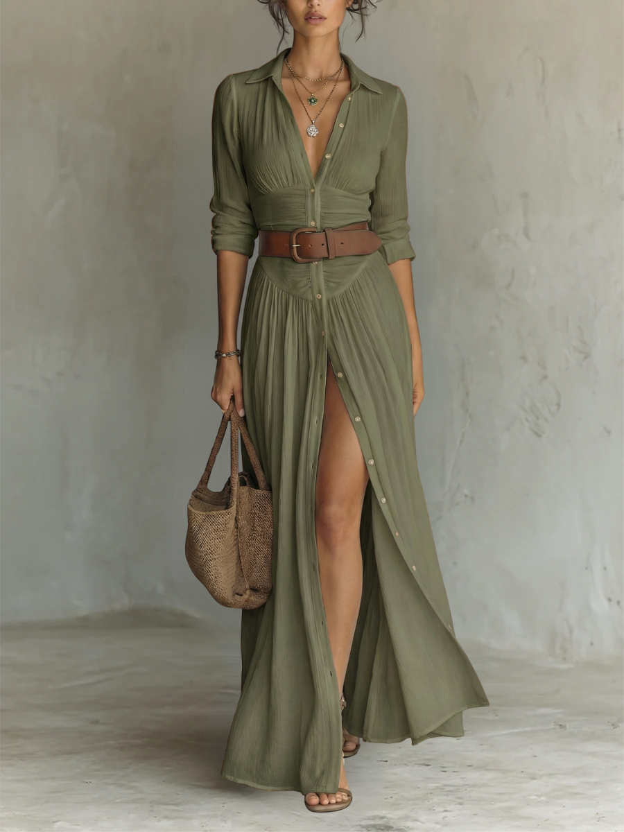 Cecilia | Abito Lino con Revers