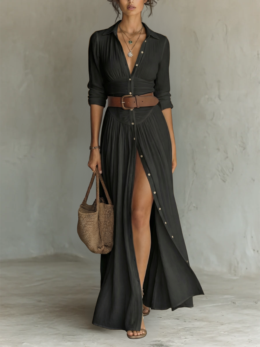 Cecilia | Abito Lino con Revers