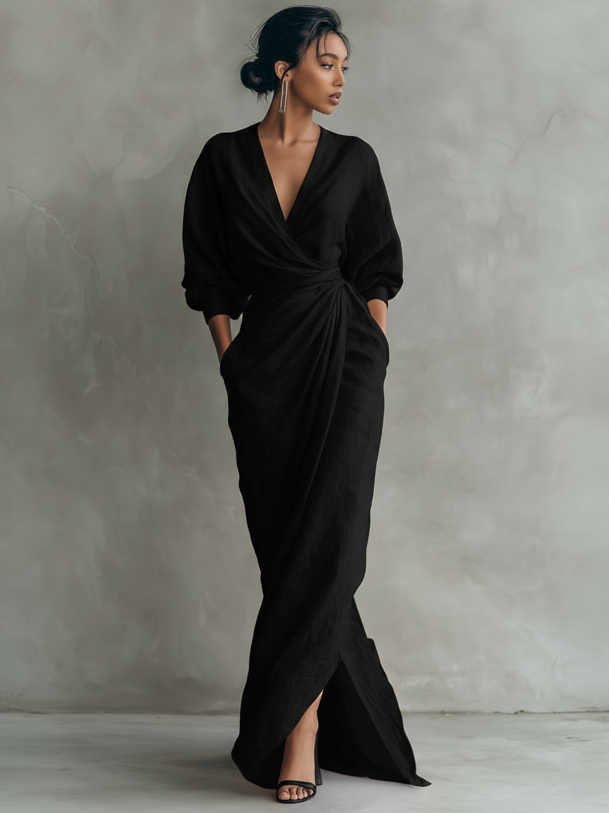 Eleonora | Abito Maxi Lino Rosa