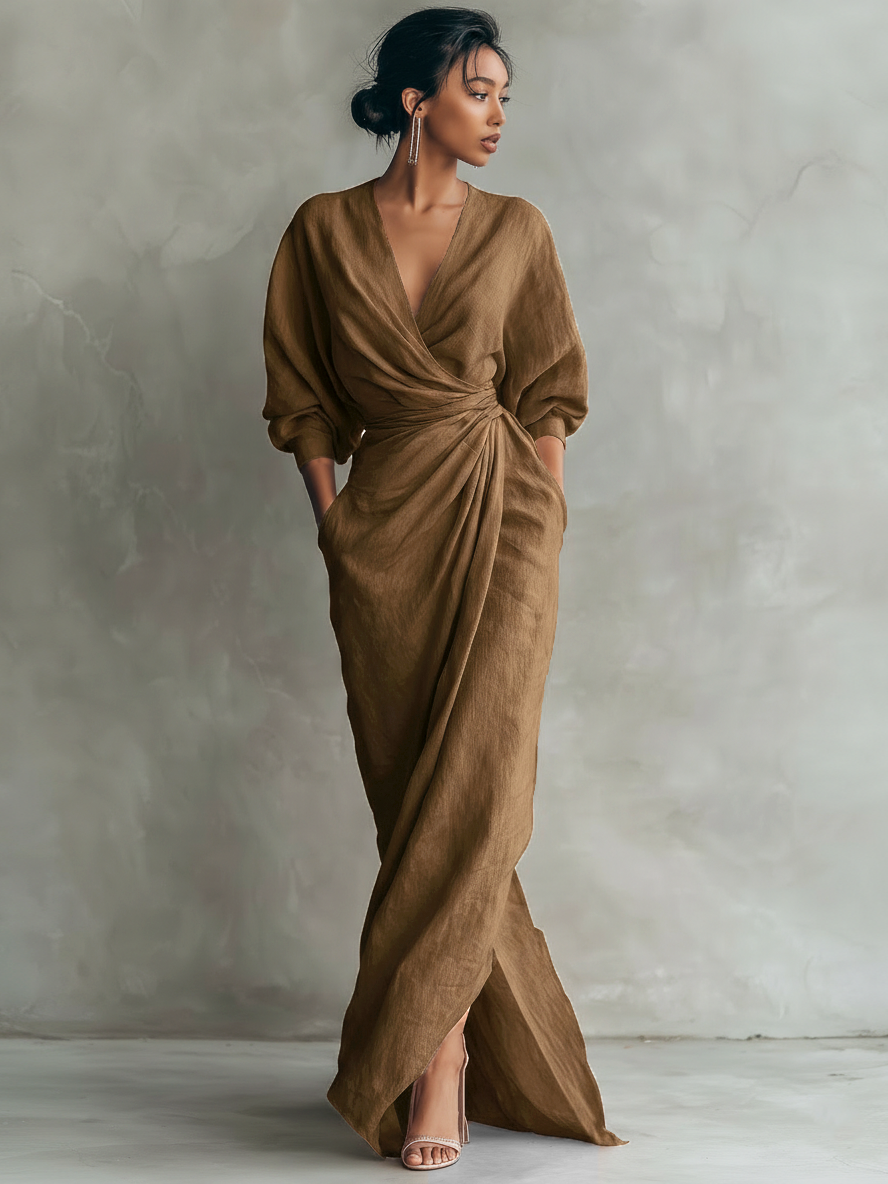 Eleonora | Abito Maxi Lino Rosa