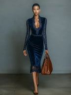 Beatrice | Abito Velluto Blu Notte
