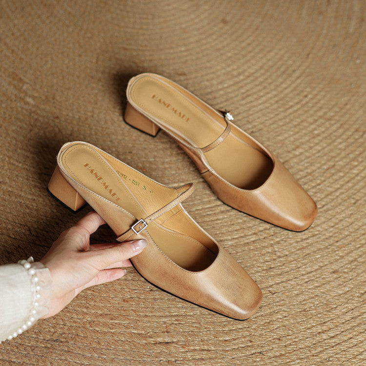 Mules in pelle genuina Esmer