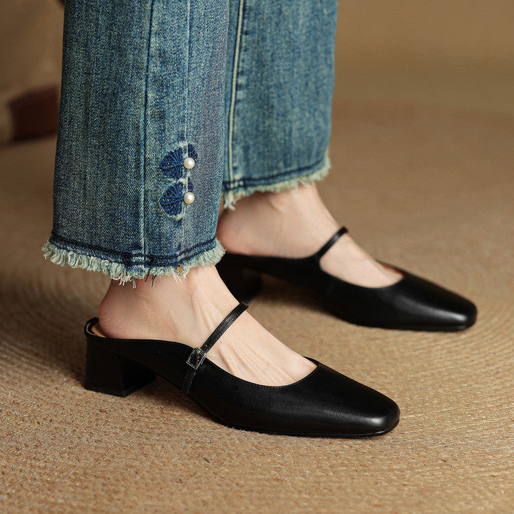 Mules in pelle genuina Esmer