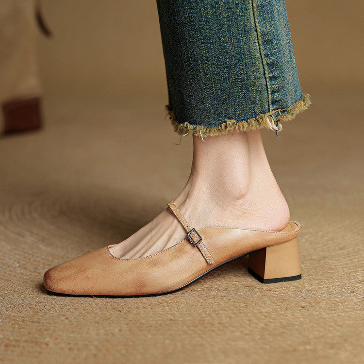 Mules in pelle genuina Esmer