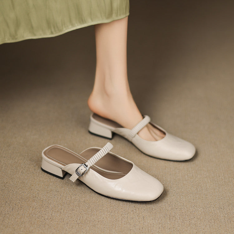 Novie | Mules Mary Jane in Pelle Genuina