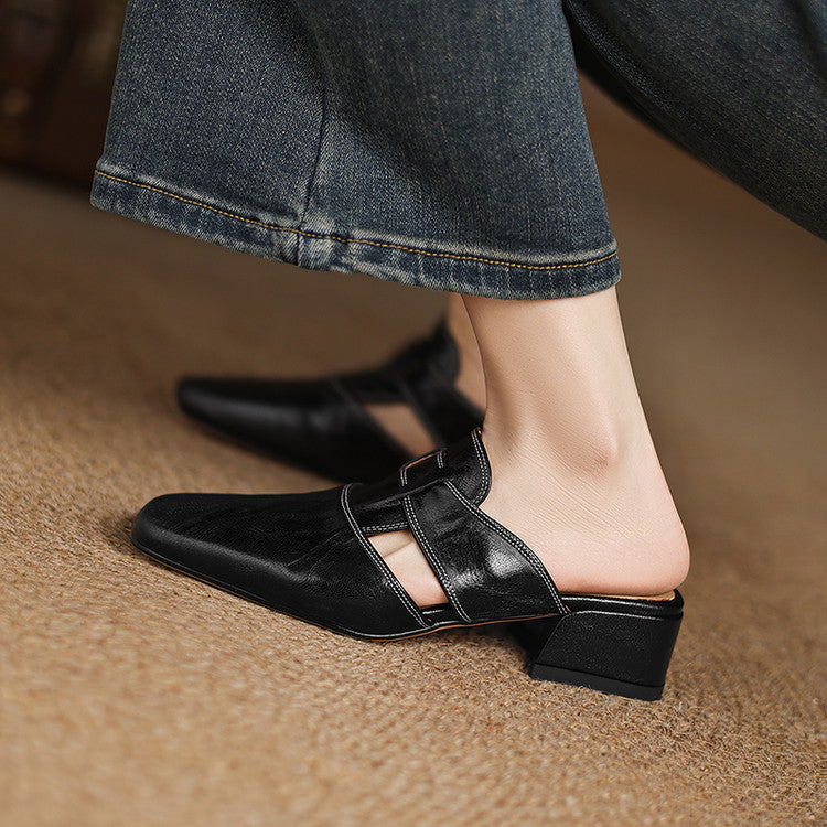 Mules in pelle genuina Ivora