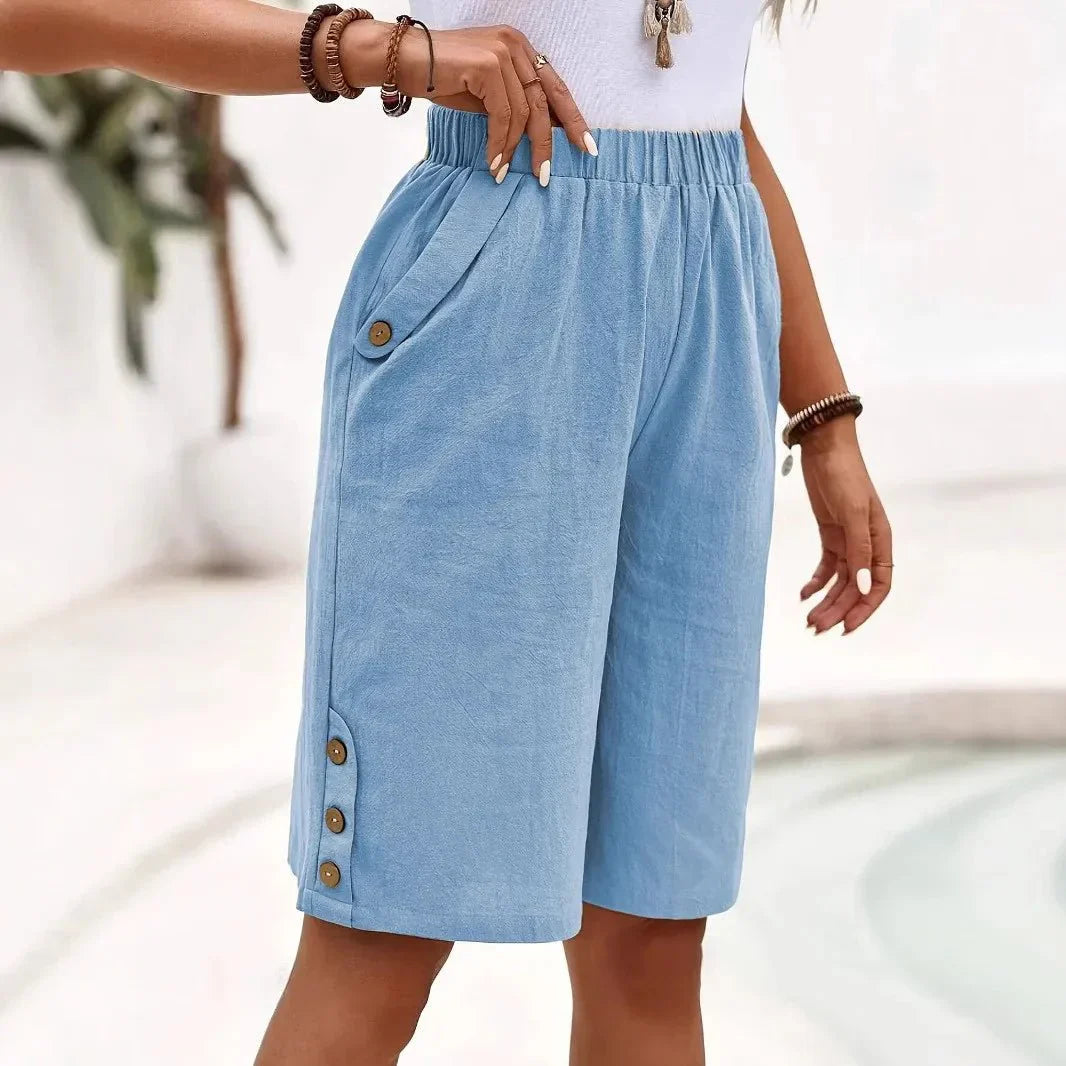 Yasmine | Pantaloni Corti Cotone e Lino