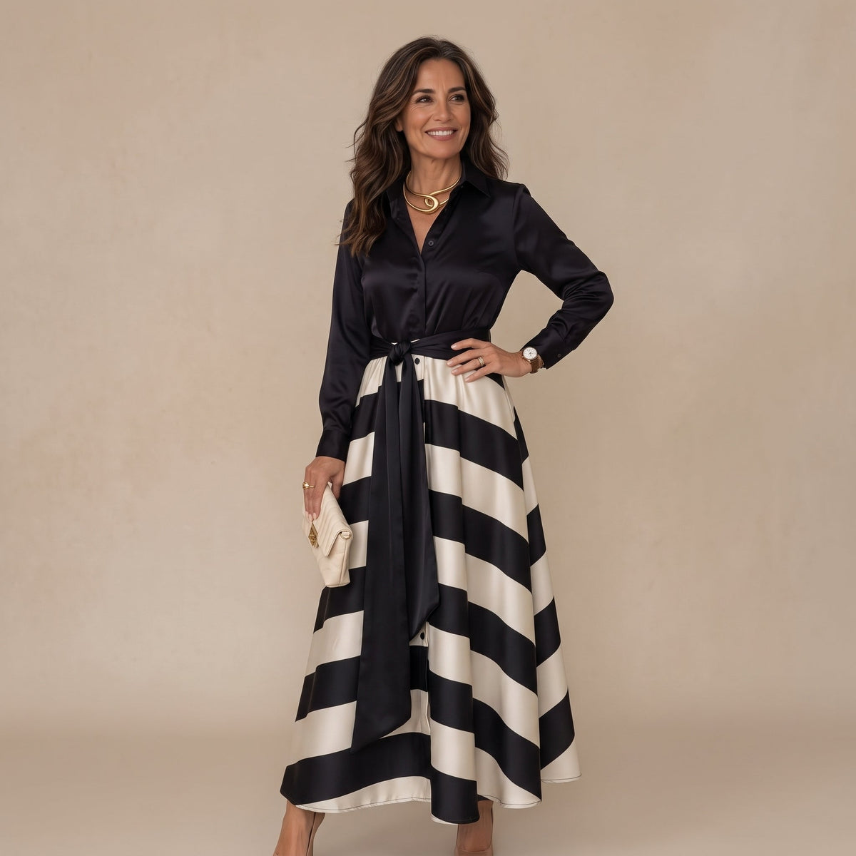 Victoria | Abito a Righe con Cintura