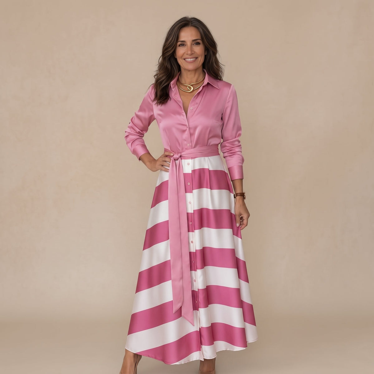 Victoria | Abito a Righe con Cintura