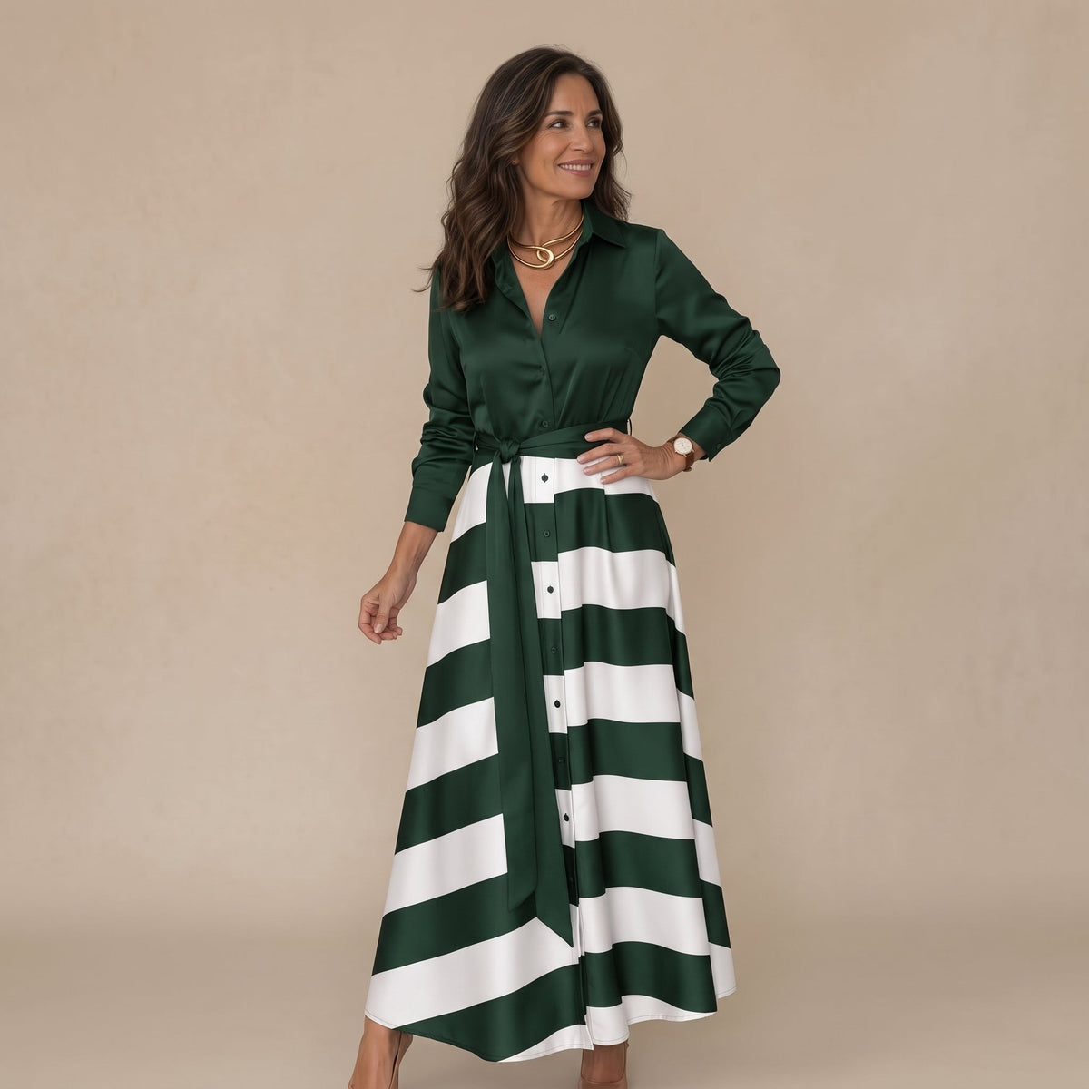 Victoria | Abito a Righe con Cintura