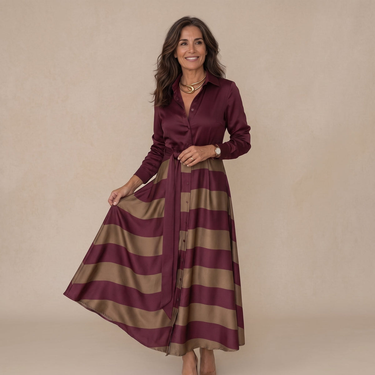 Victoria | Abito a Righe con Cintura