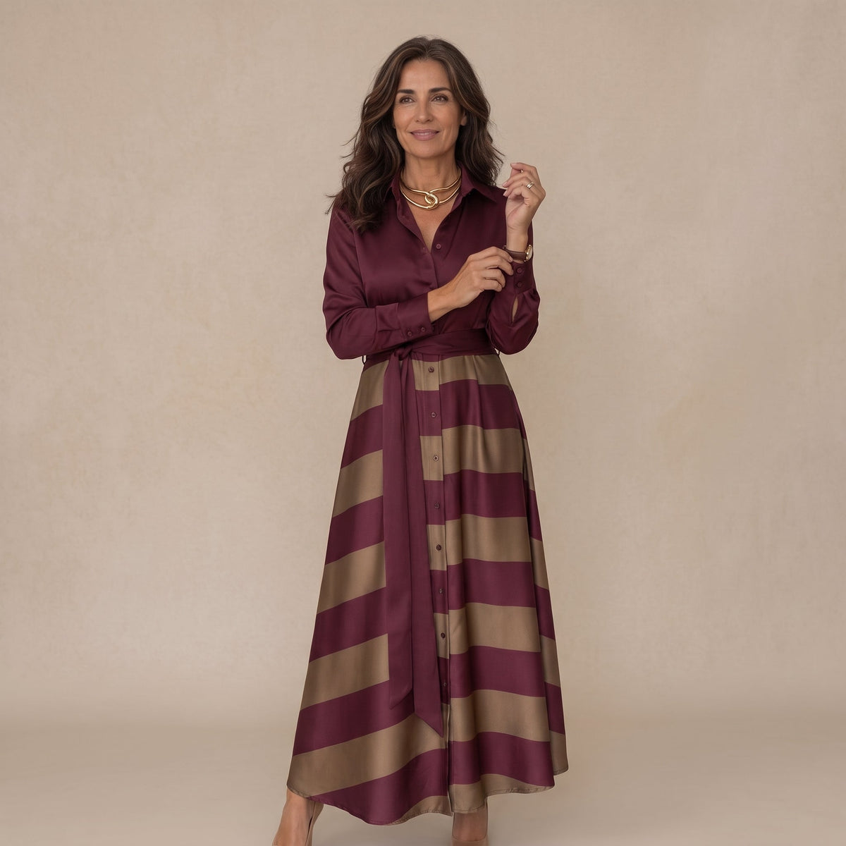 Victoria | Abito a Righe con Cintura