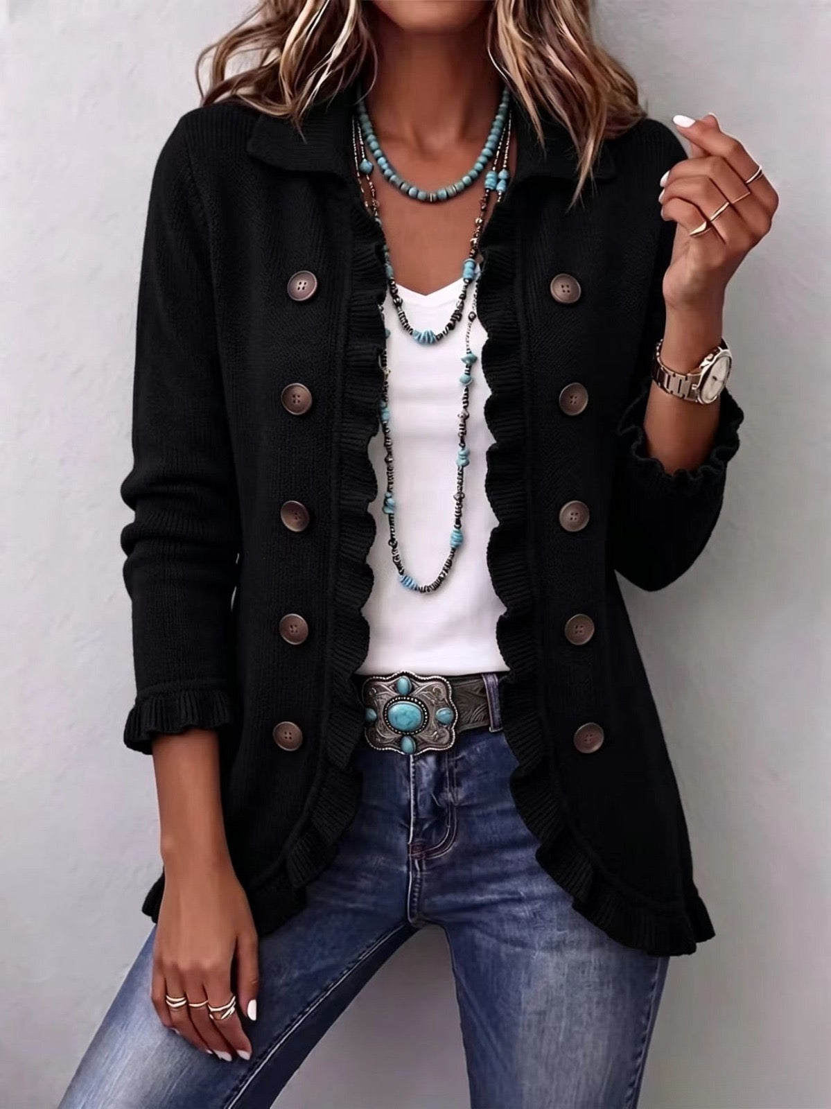 Camila | Giacca in Maglia Nera