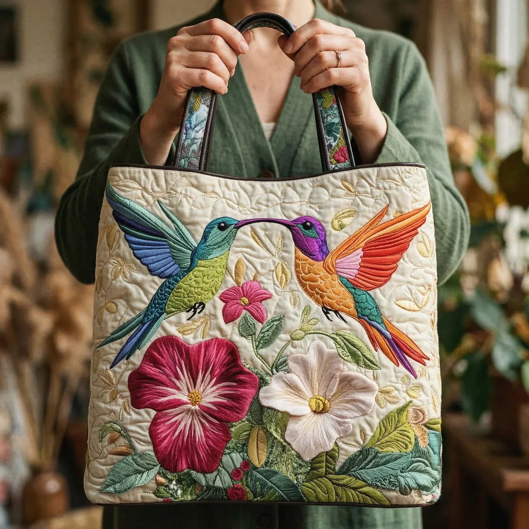 Borsa Trapuntata Colibrì Bianco