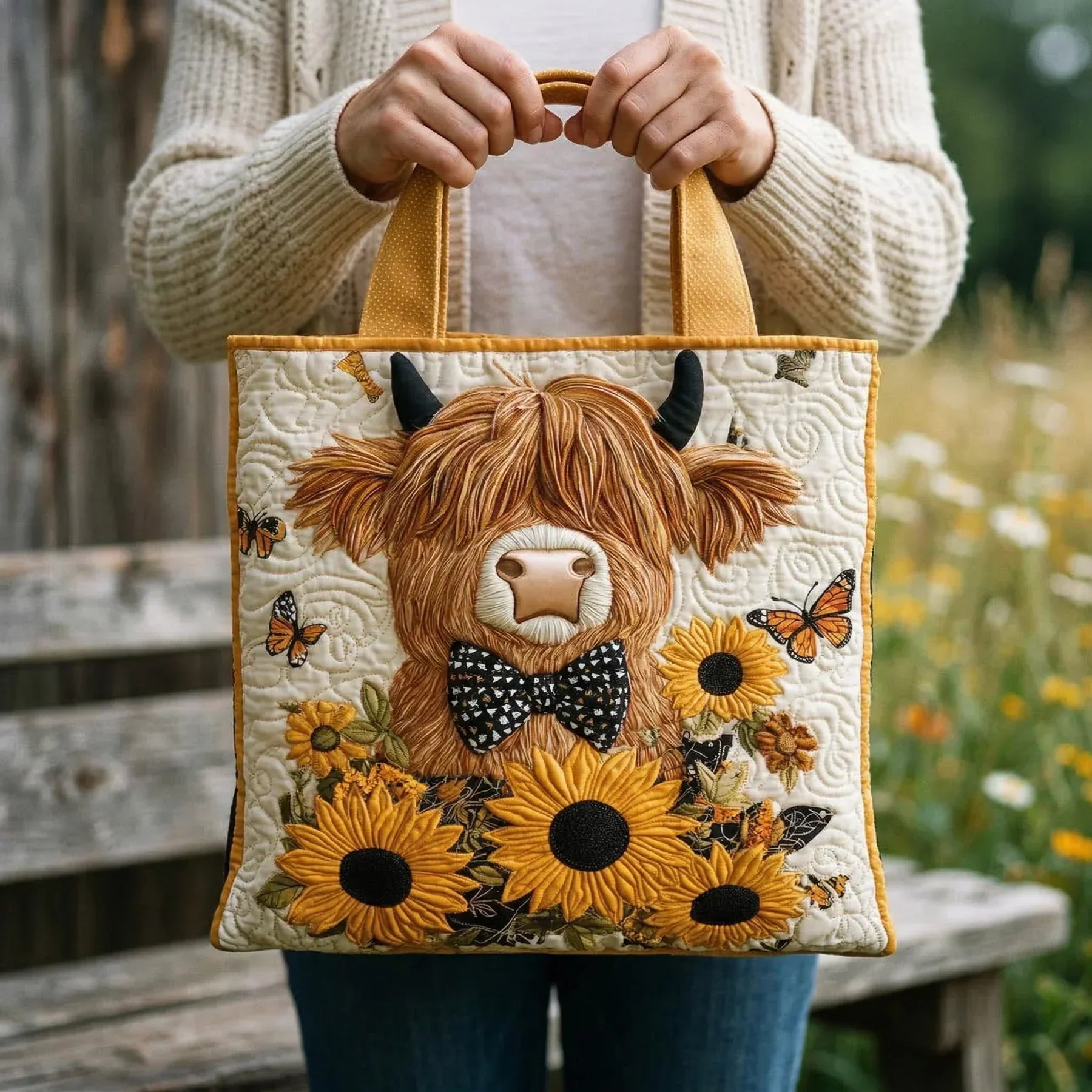Borsa Artigianale Mucca Girasoli