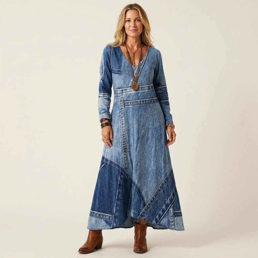 Adriana | Abito Midi in Denim Vintage