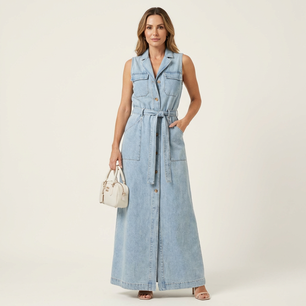 Georgina | Abito Maxi in Denim