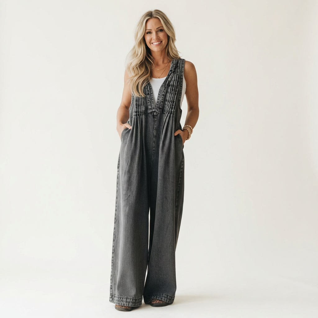 Griselda | Tuta Denim a Gamba Larga