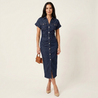 Maya | Abito Midi Denim con Bottoni