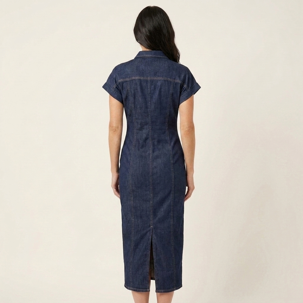 Maya | Abito Midi Denim con Bottoni