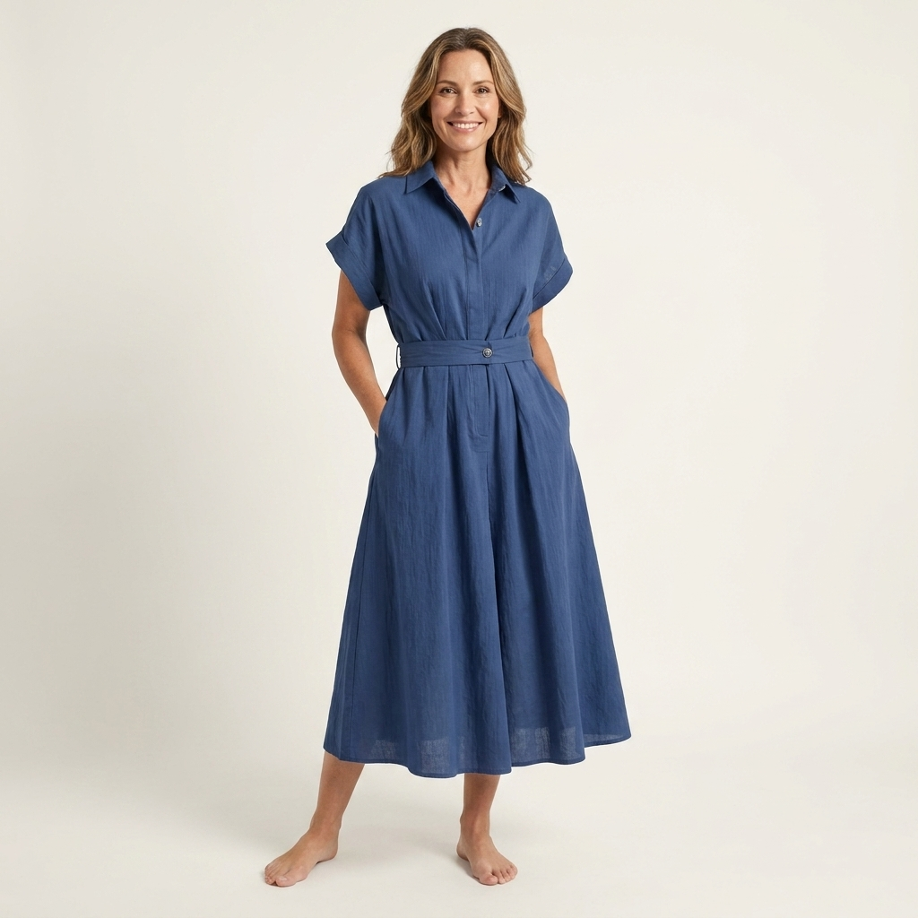 Melody | Abito Midi in Denim con Cintura