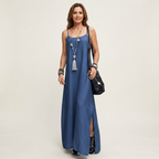 Azure | Abito Maxi Denim con Spacco