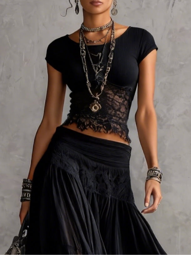 Ginevra | Set Pizzo e Gonna Plissettata