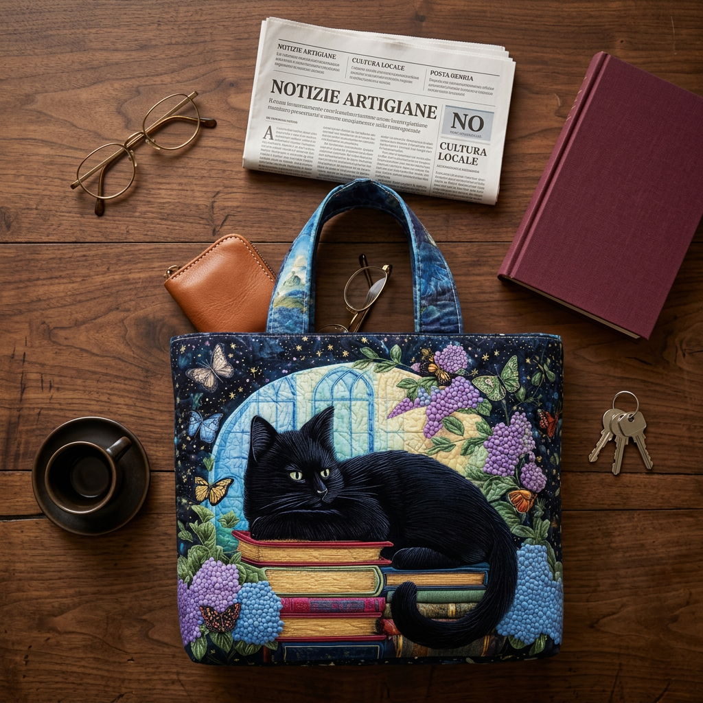 Borsa Artigianale Gatto Nero Libri