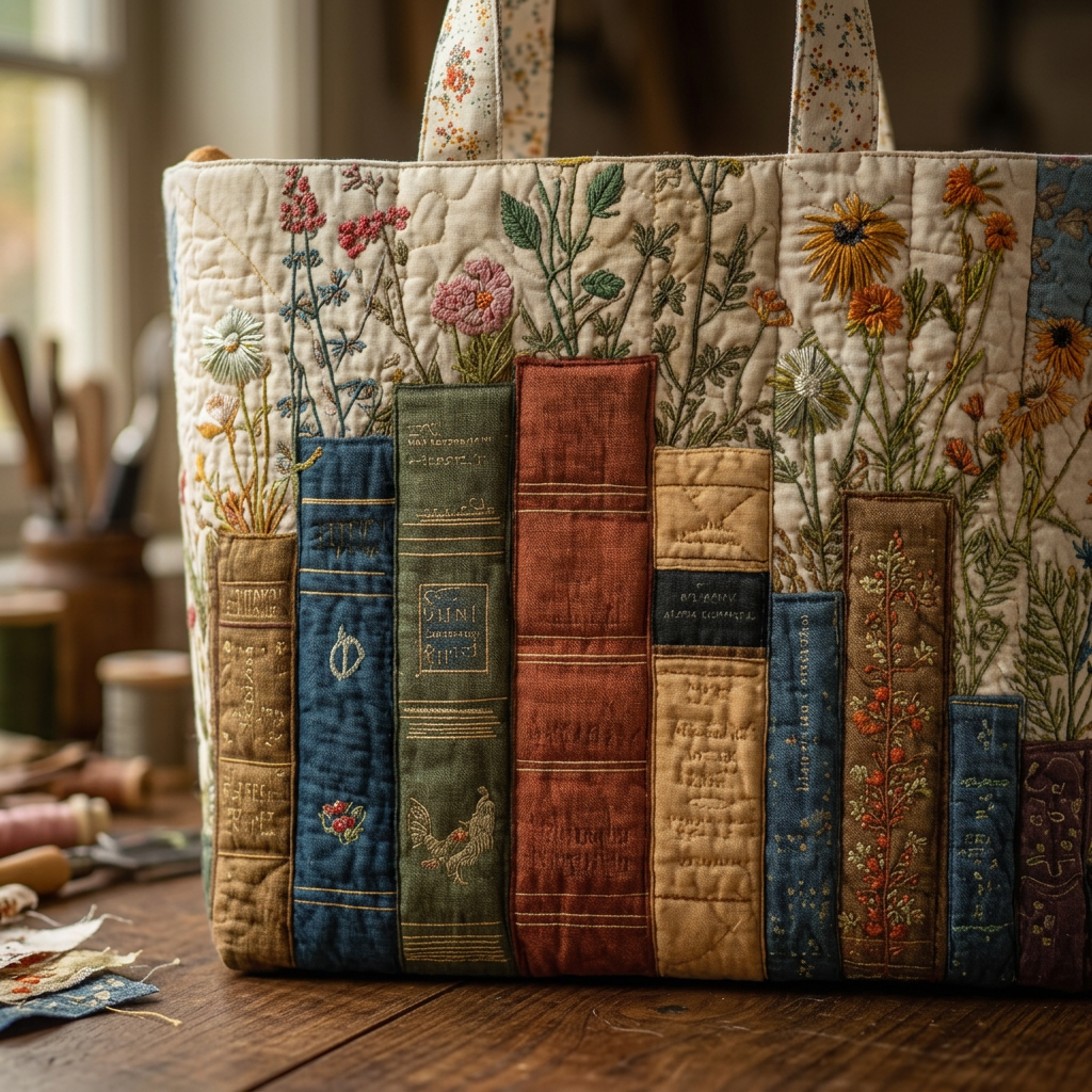 Borsa Trapuntata Libri e Fiori
