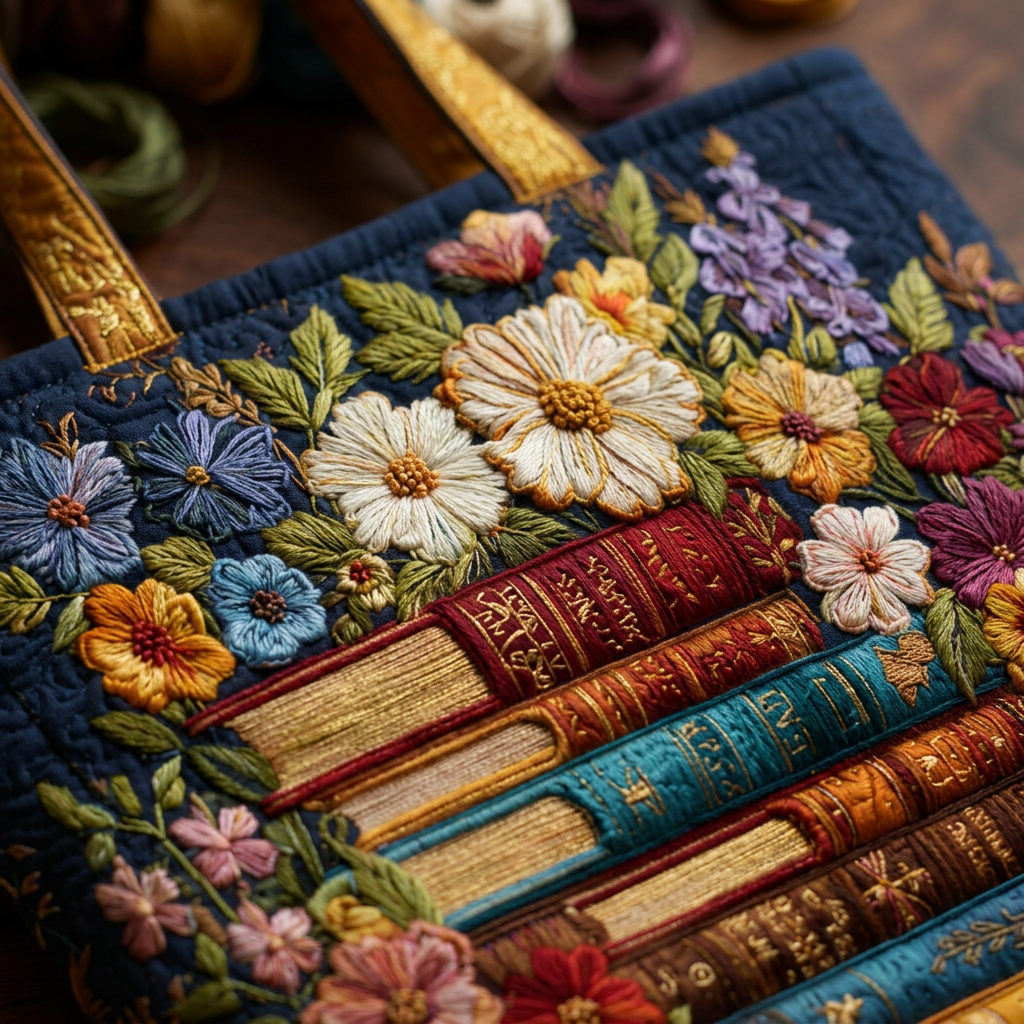 Borsa Trapuntata Floreale Libri
