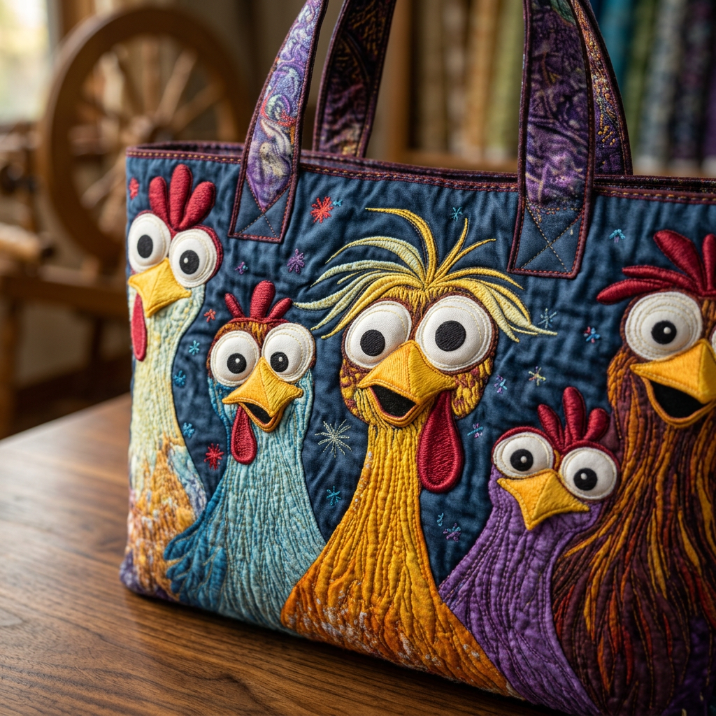 Borsa Donna Cinque Galline Colorate