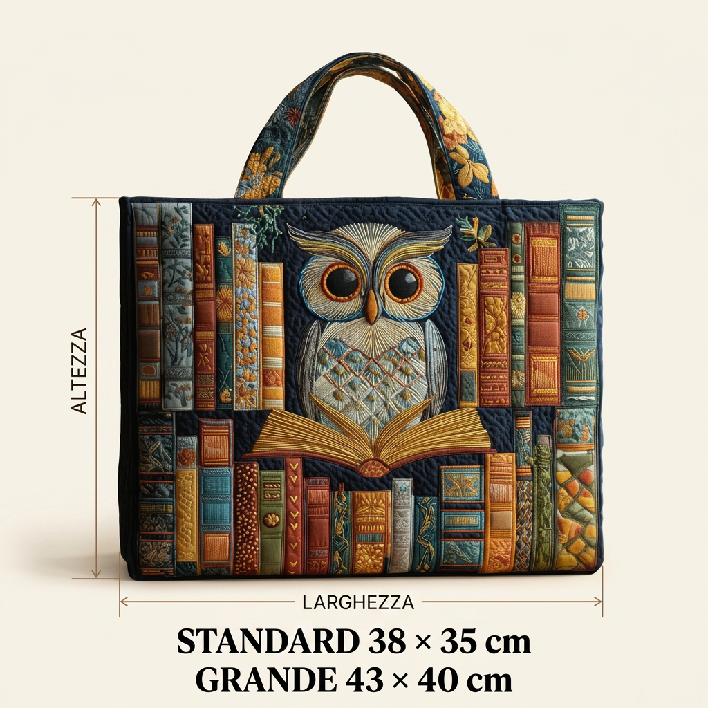 Borsa Artigianale Gufo Libri Antichi
