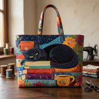 Borsa Donna Gatto Nero Libri Tazze