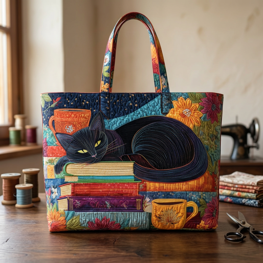 Borsa Donna Gatto Nero Libri Tazze