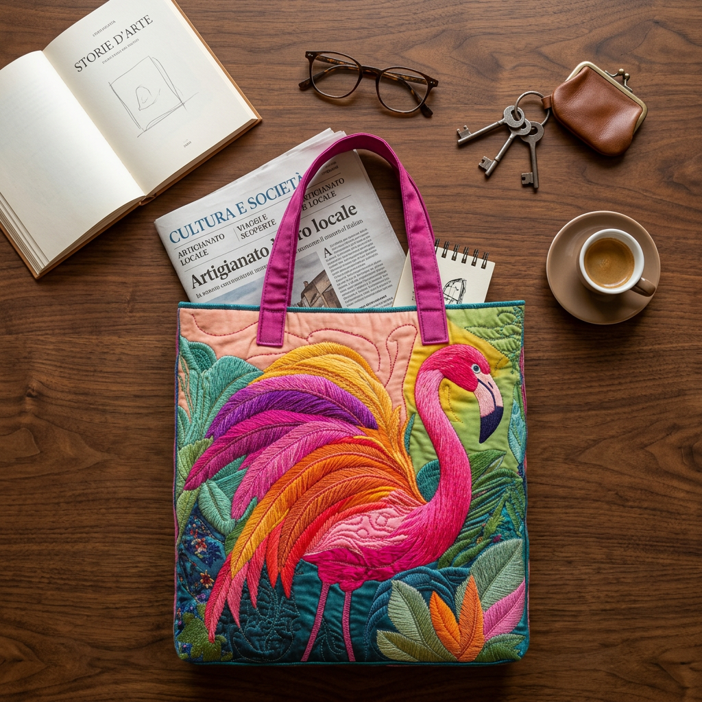 Borsa Artigianale Fenicottero Arcobaleno