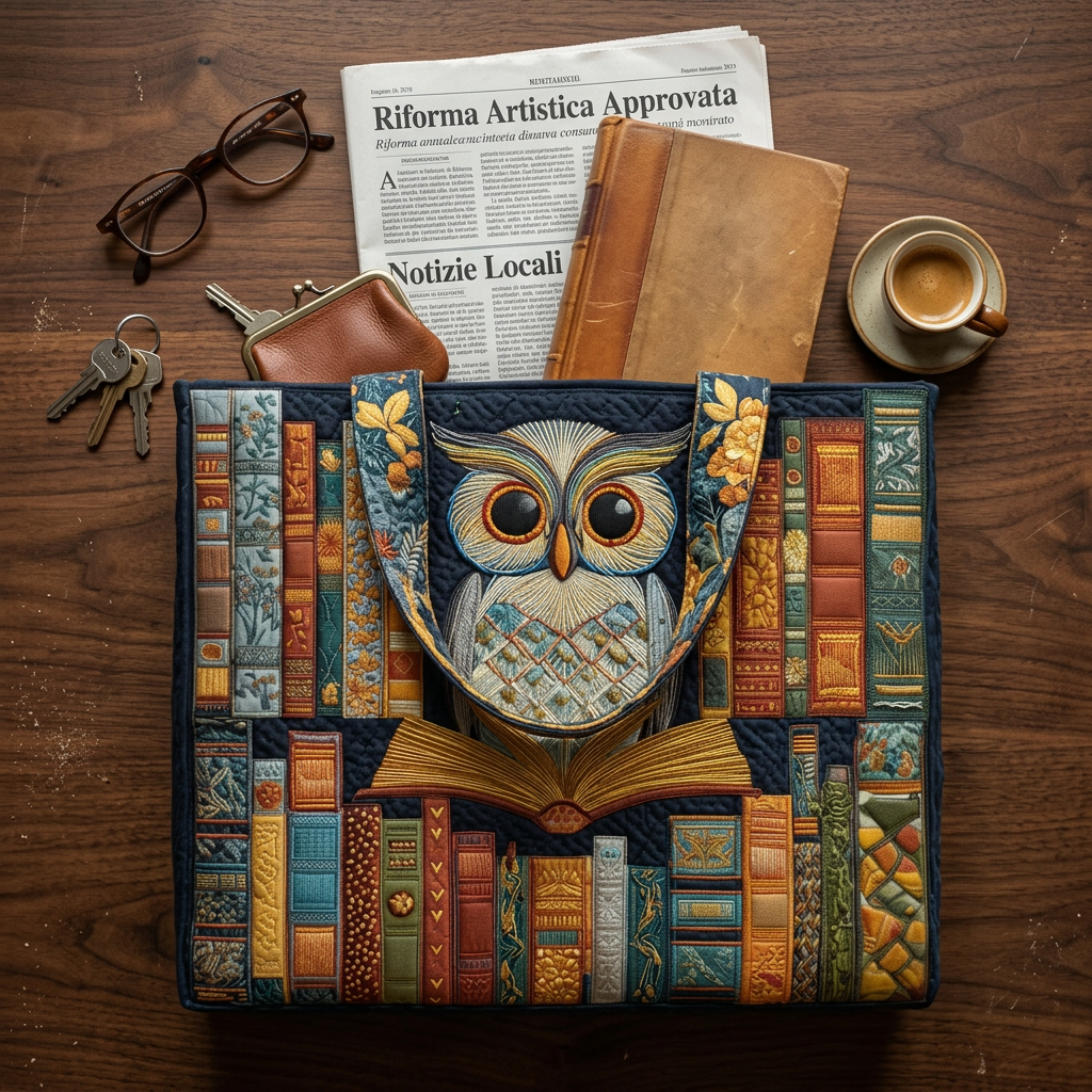 Borsa Artigianale Gufo Libri Antichi